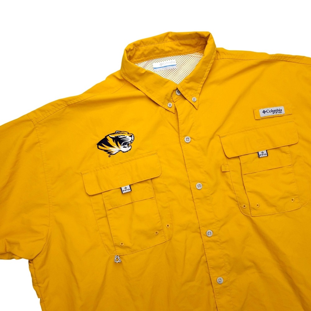 Missouri Tigers Shirt Mens XL Gold NCAA Football Columbia PFG Omni Shade Fishing